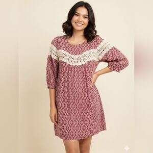 Kori America Red Lace Boho Dress